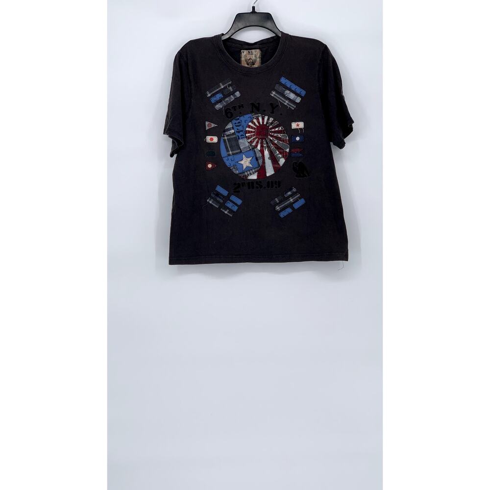 RINGSPUN Men’s Blood Hound Faded Black Patch Graphic Short Sleeve T-Shirt SZ XL